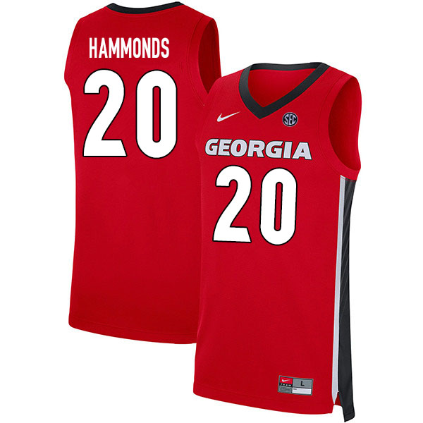 2020 Men #20 Rayshaun Hammonds Georgia Bulldogs College Basketball Jerseys Sale-Red - Click Image to Close